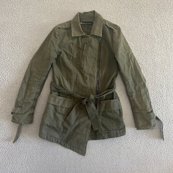 NICE COLLECTIVE Womens Jacket Chore Utility Army Green Zip Up Military - Picture 14 of 16